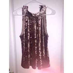 Mauve high neck velvet tank